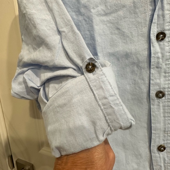 CODE CLOTHING CASUAL Men’s Shirt Size L/M light Blue Linen - Picture 4 of 6